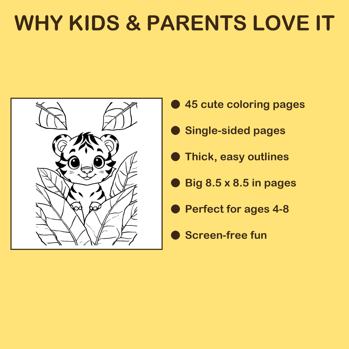 Jungle Friends features: 45 single-sided pages, 8.5 x 8.5 inches, ages 4-8