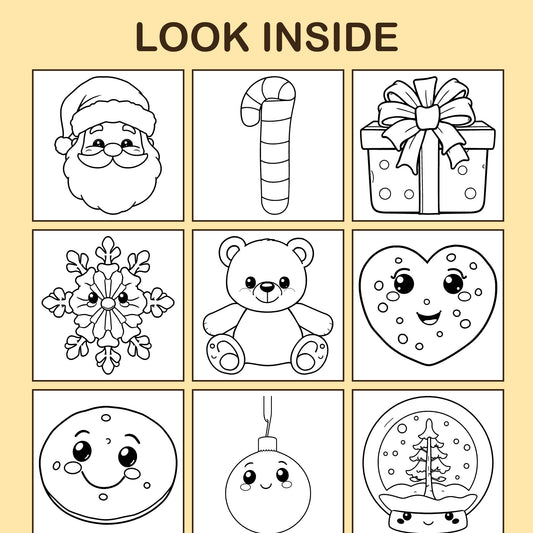 Look inside My First Christmas: a sample coloring page with thick, bold outlines