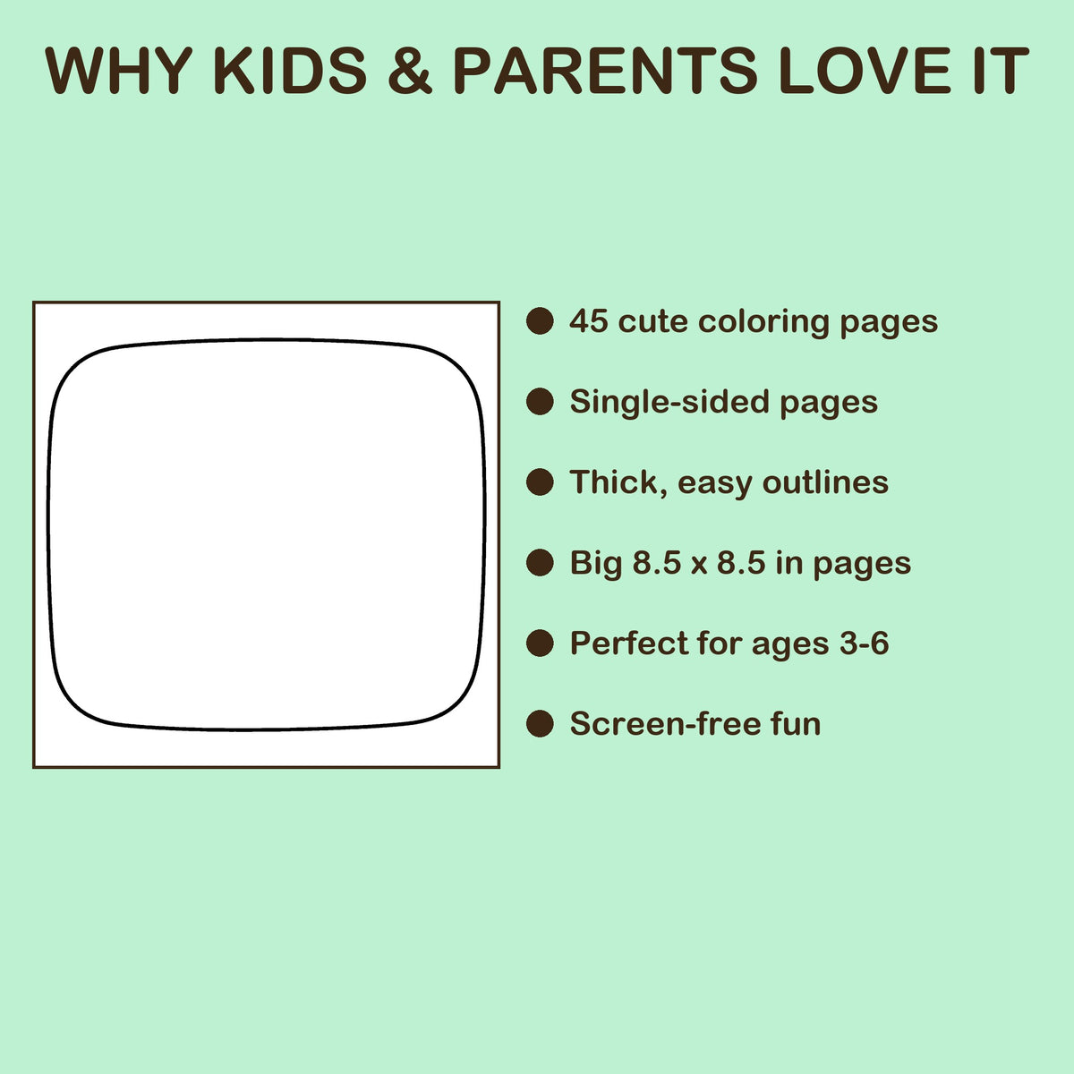 Shapes All Around features: 45 single-sided pages, 8.5 x 8.5 inches, ages 3-6