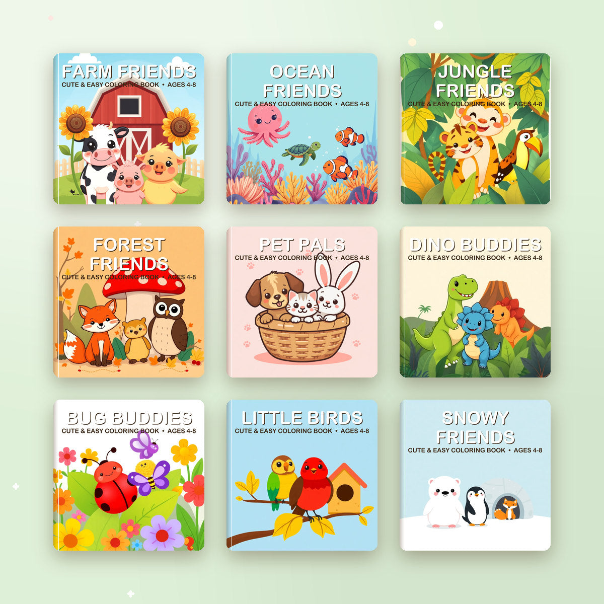 Happy Animal Friends printable coloring book collection