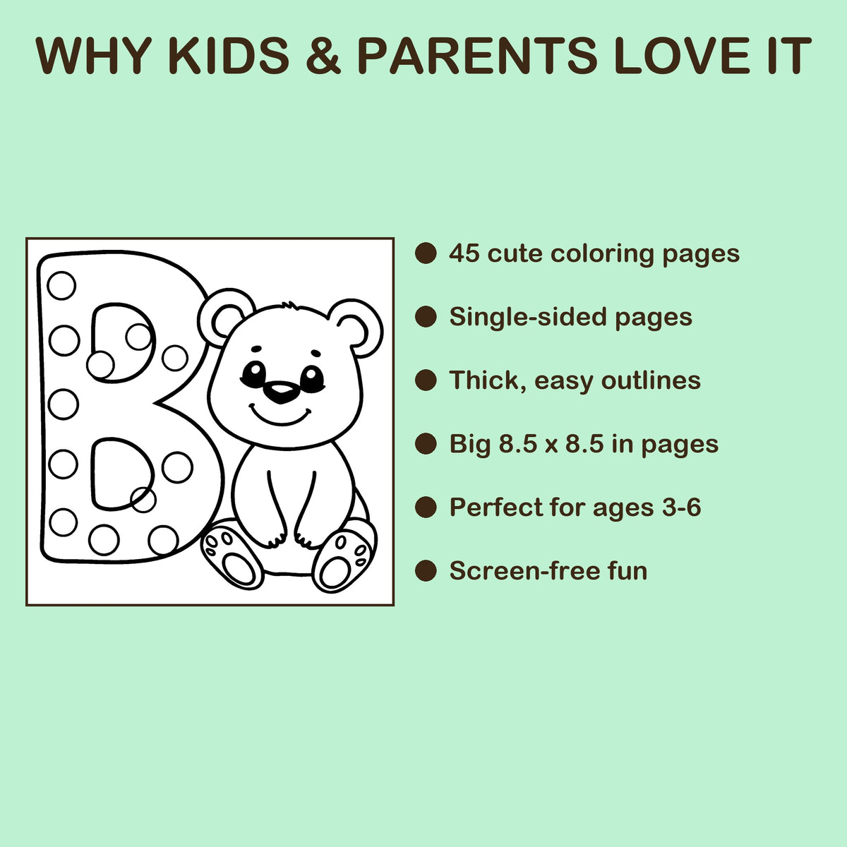 ABC Animals features: 45 single-sided pages, 8.5 x 8.5 inches, ages 3-6