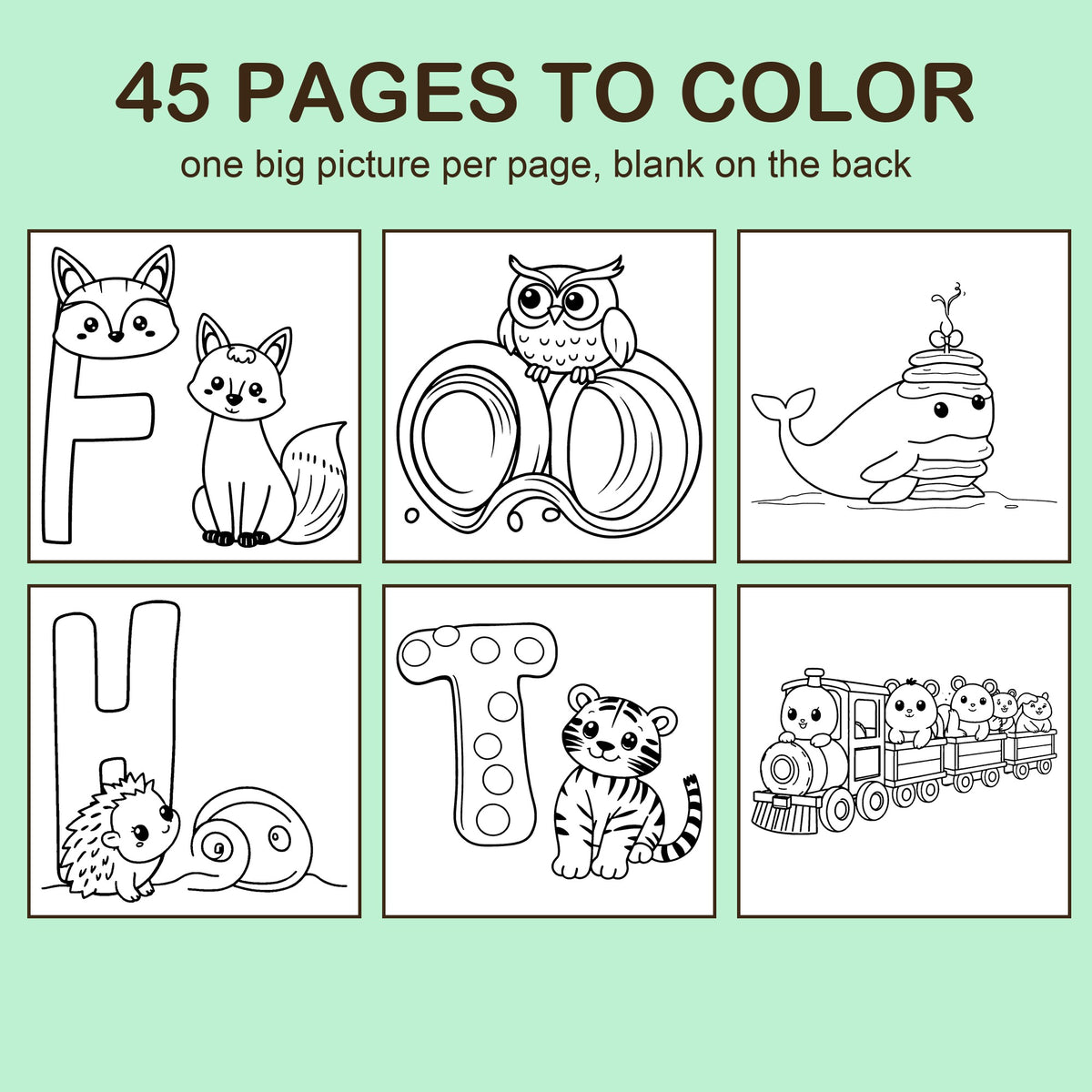 Preview strip of coloring pages from ABC Animals
