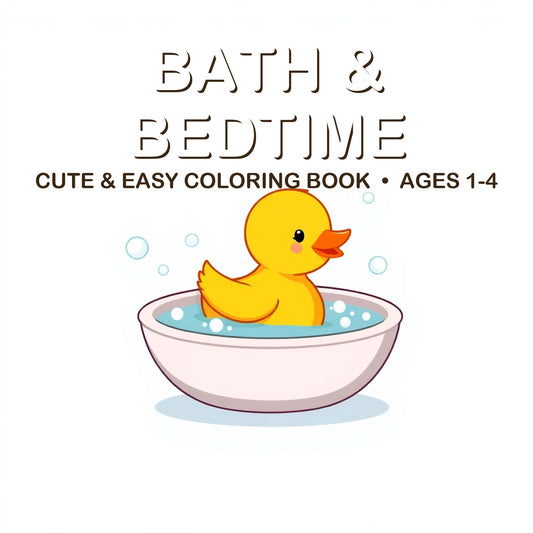 Cover of the Bath & Bedtime coloring book for kids ages 1-4