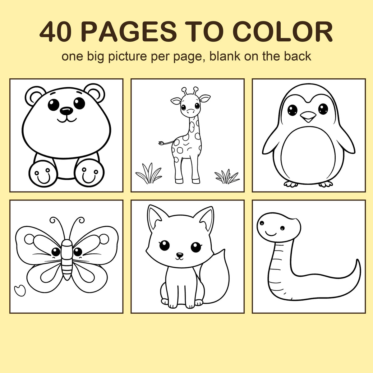 Preview strip of coloring pages from Big & Easy Animals