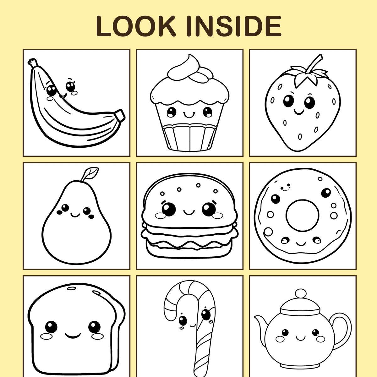 Look inside Big & Easy Food: a sample coloring page with thick, bold outlines