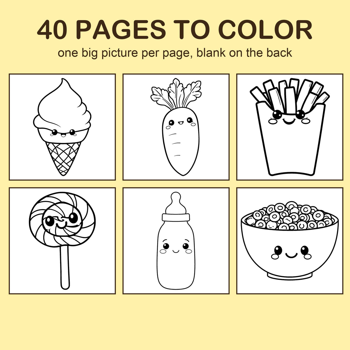 Preview strip of coloring pages from Big & Easy Food