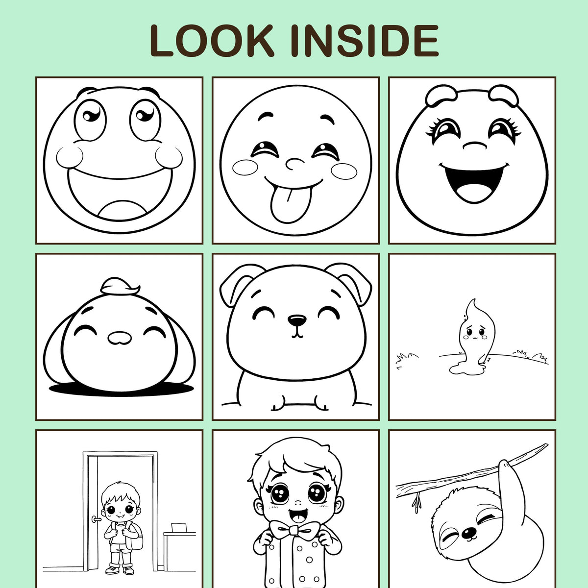 Look inside Big Feelings: a sample coloring page with thick, bold outlines