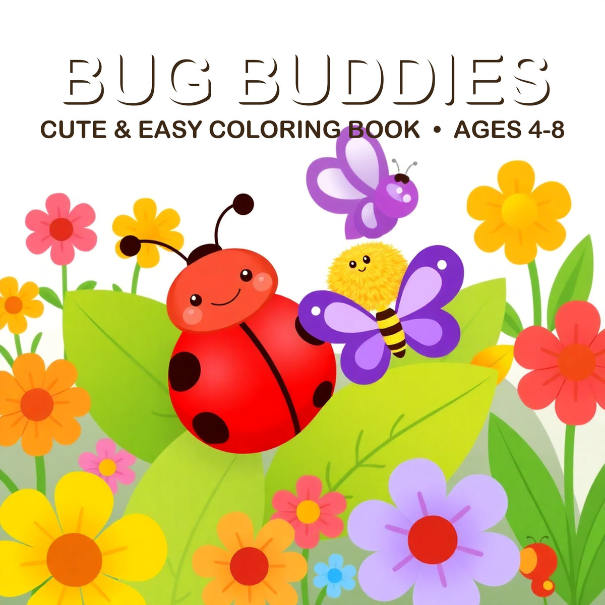 Cover of the Bug Buddies coloring book for kids ages 4-8
