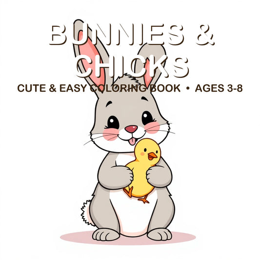 Cover of the Bunnies & Chicks coloring book for kids ages 3-8