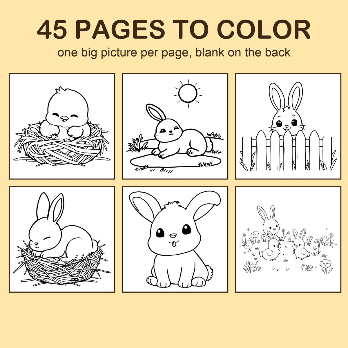Preview strip of coloring pages from Bunnies & Chicks