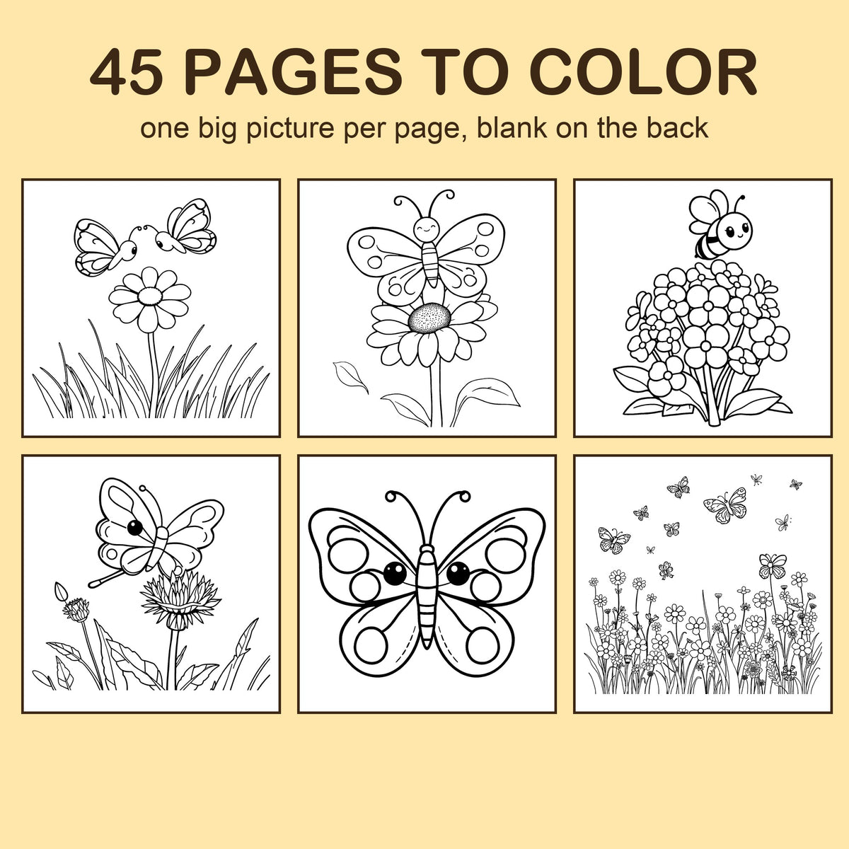 Preview strip of coloring pages from Butterfly Meadow