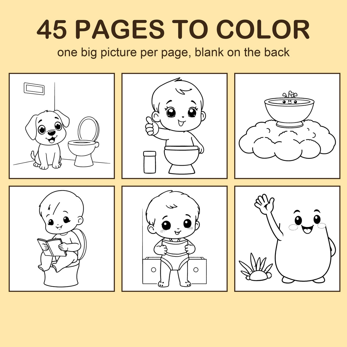 Preview strip of coloring pages from Bye-Bye Diapers