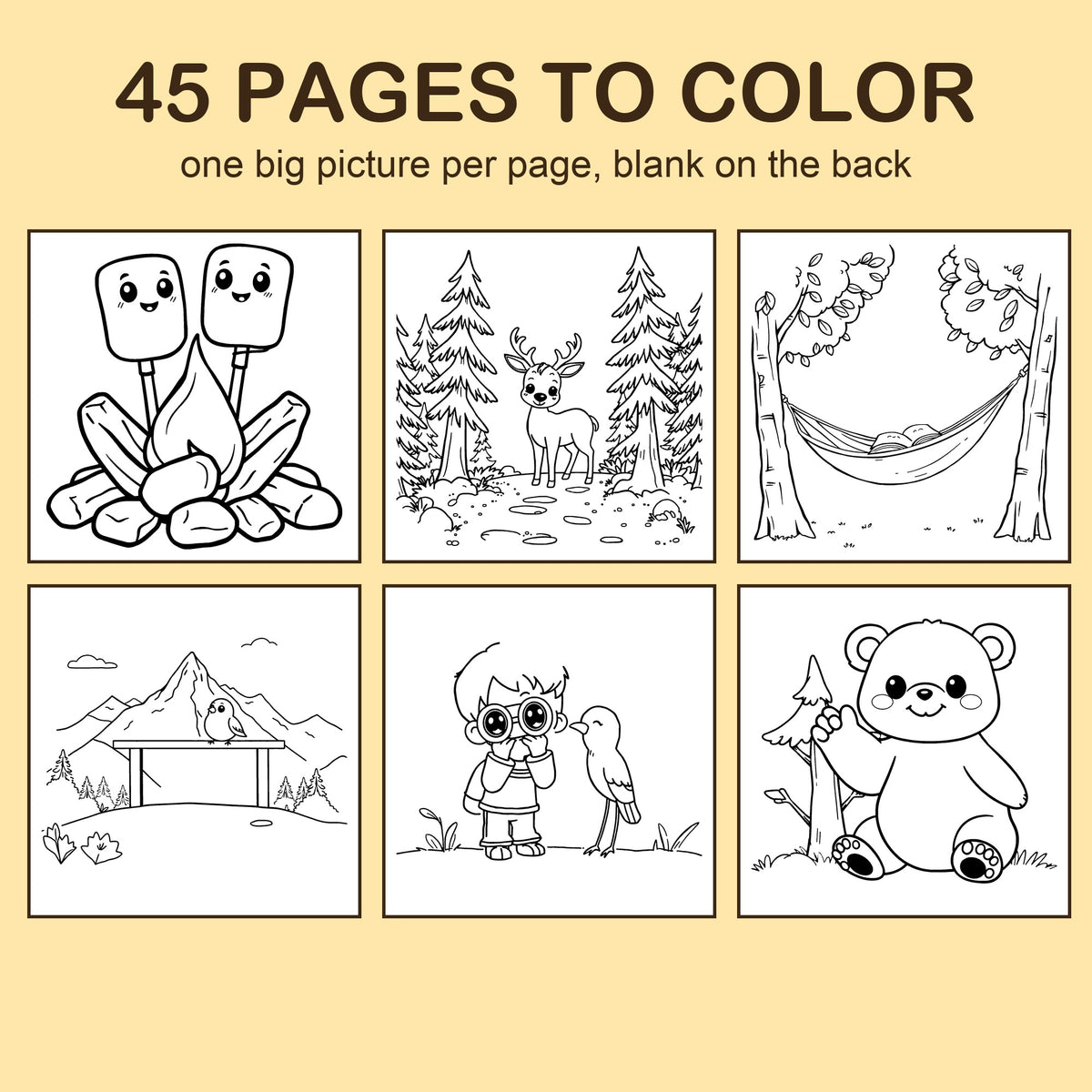 Preview strip of coloring pages from Camping Trip