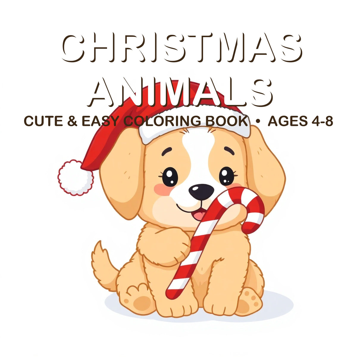 Cover of the Christmas Animals coloring book for kids ages 4-8