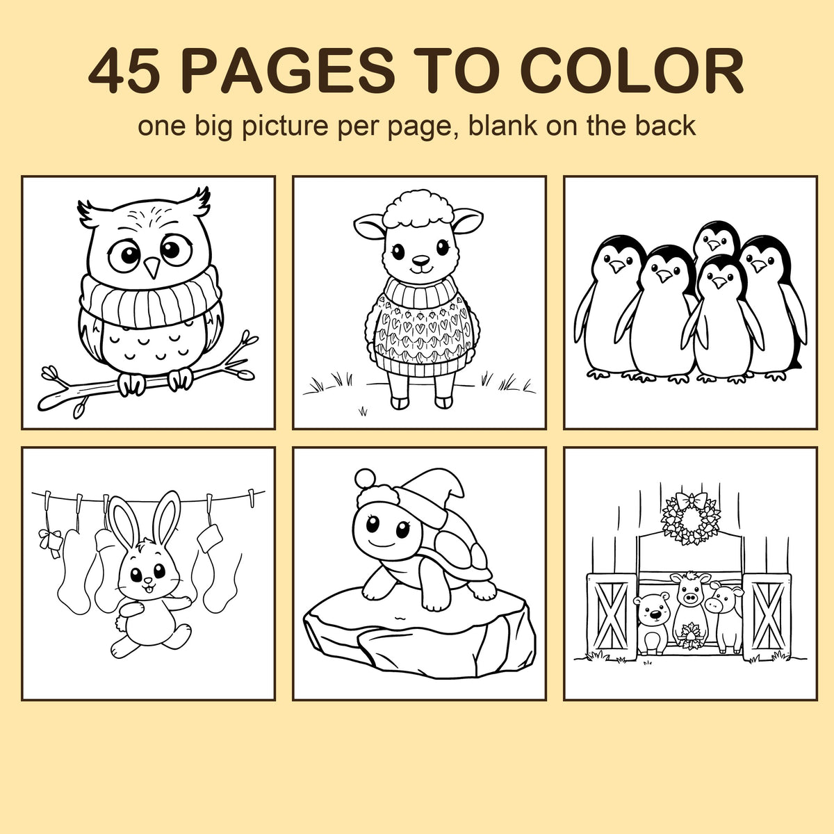 Preview strip of coloring pages from Christmas Animals