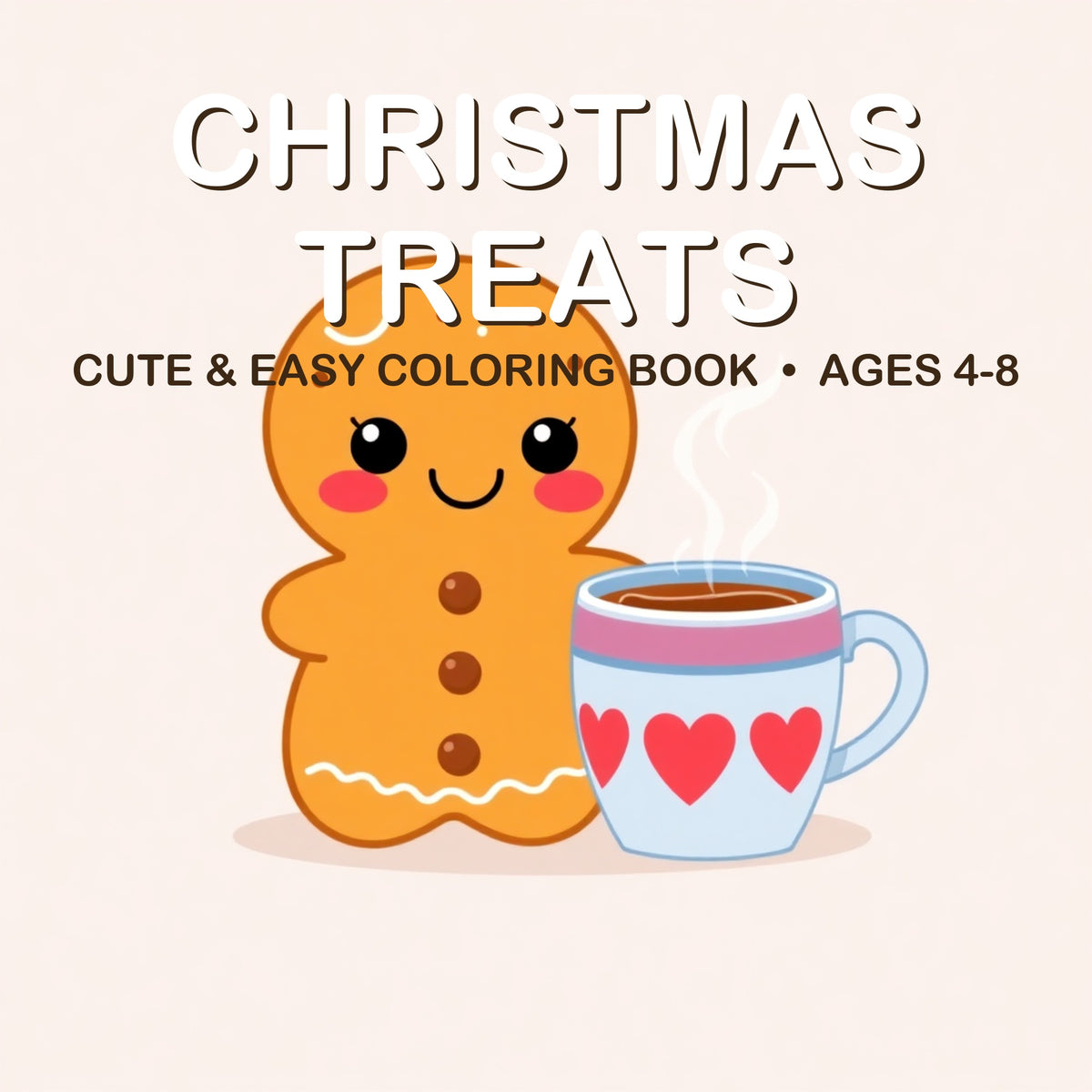 Cover of the Christmas Treats coloring book for kids ages 4-8