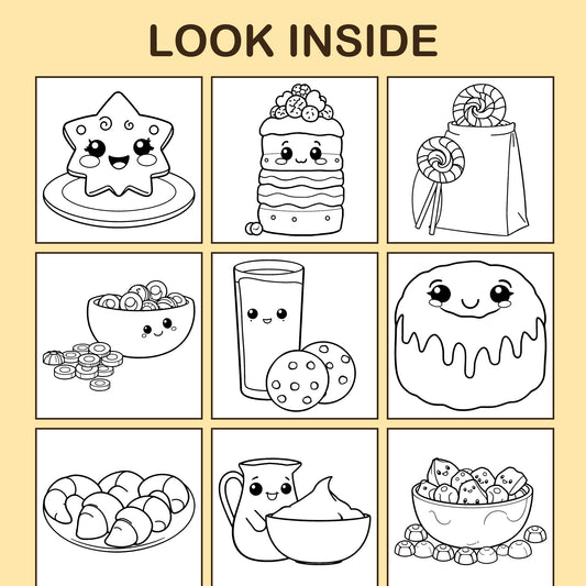 Look inside Christmas Treats: a sample coloring page with thick, bold outlines