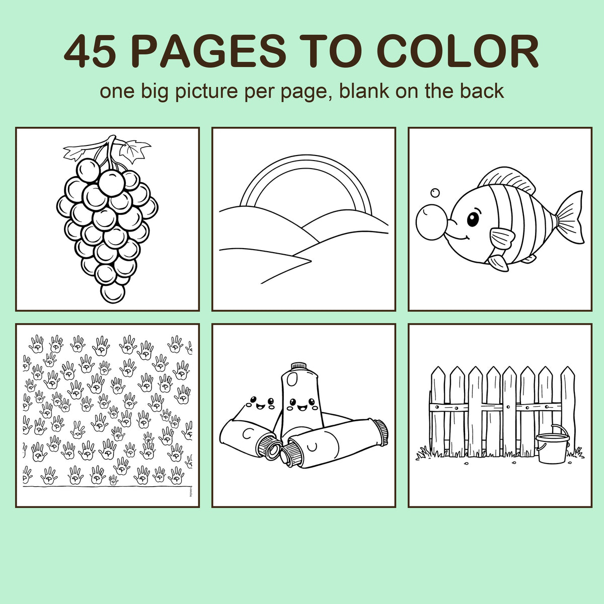 Preview strip of coloring pages from Colors & Rainbows