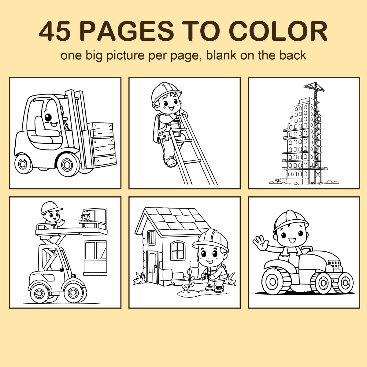 Preview strip of coloring pages from Construction Site