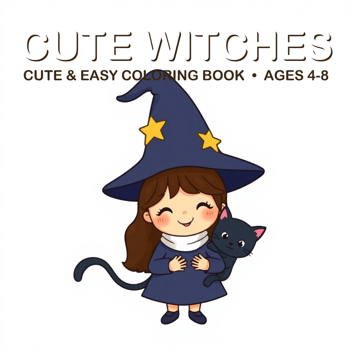 Cover of the Cute Witches coloring book for kids ages 4-8