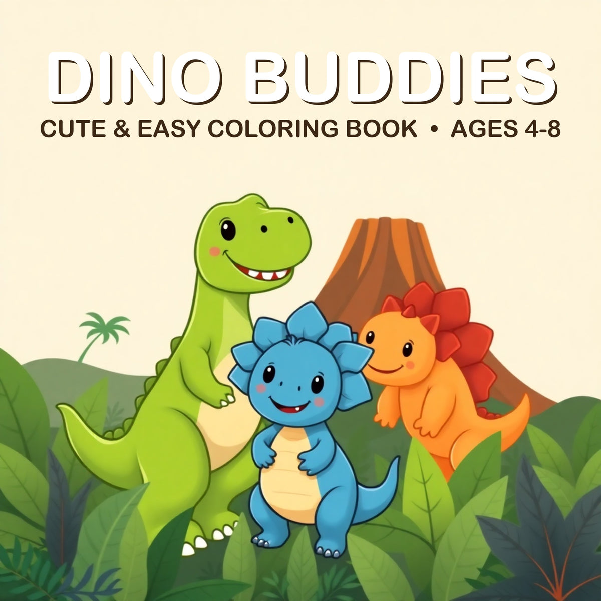 Cover of the Dino Buddies coloring book for kids ages 4-8