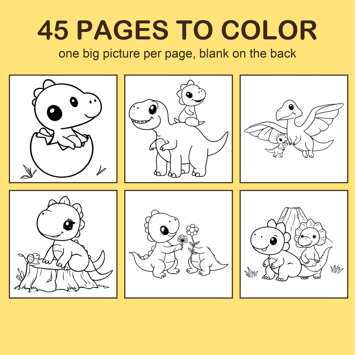 Preview strip of coloring pages from Dino Buddies