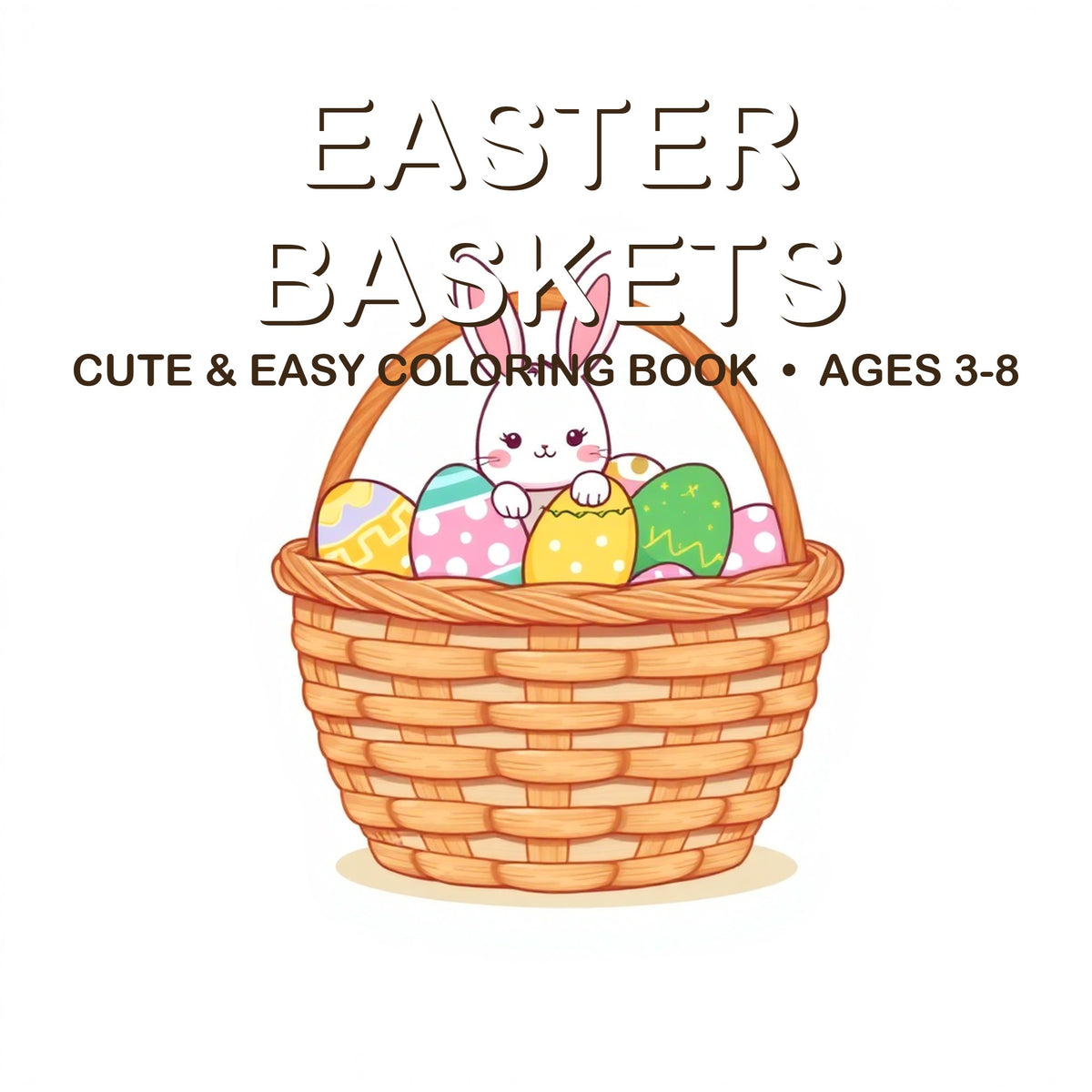 Cover of the Easter Baskets coloring book for kids ages 3-8