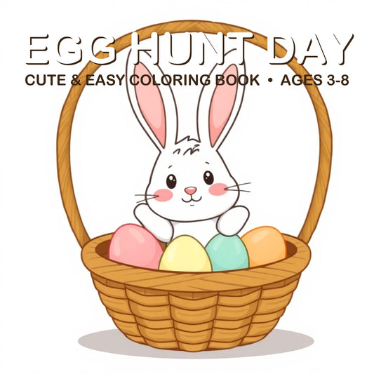 Cover of the Egg Hunt Day coloring book for kids ages 3-8