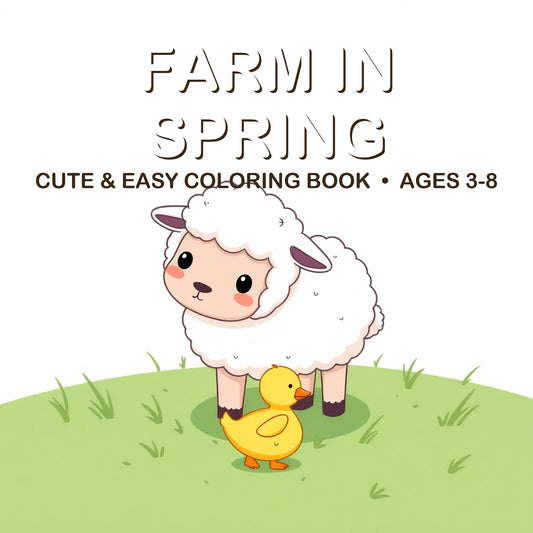 Cover of the Farm in Spring coloring book for kids ages 3-8
