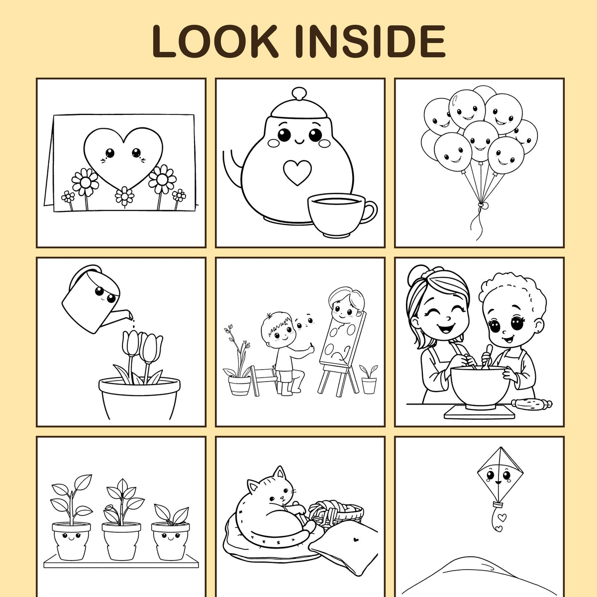 Look inside For Mom: a sample coloring page with thick, bold outlines