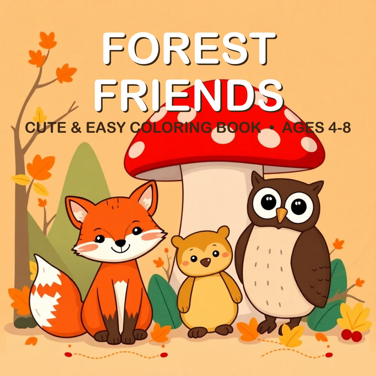 Cover of the Forest Friends coloring book for kids ages 4-8