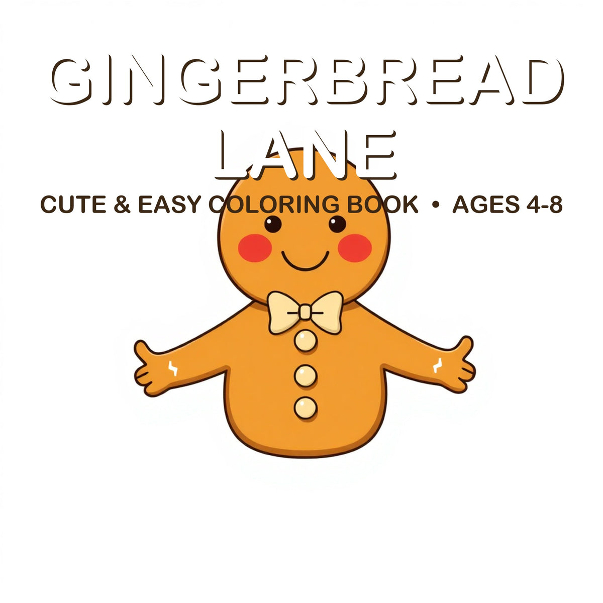 Cover of the Gingerbread Lane coloring book for kids ages 4-8