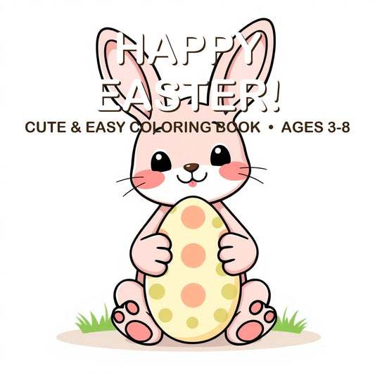 Cover of the Happy Easter! coloring book for kids ages 3-8