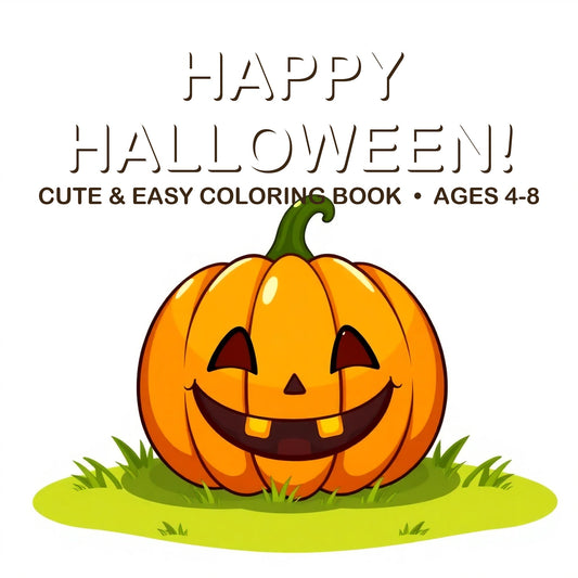 Cover of the Happy Halloween! coloring book for kids ages 4-8
