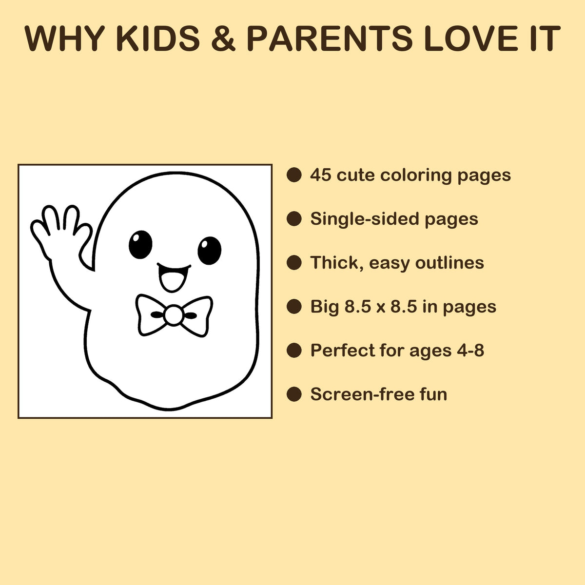 Happy Halloween! features: 45 single-sided pages, 8.5 x 8.5 inches, ages 4-8