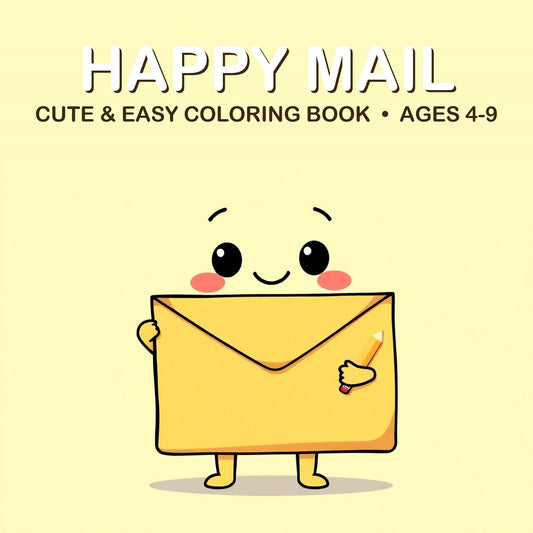 Cover of the Happy Mail coloring book for kids ages 4-9