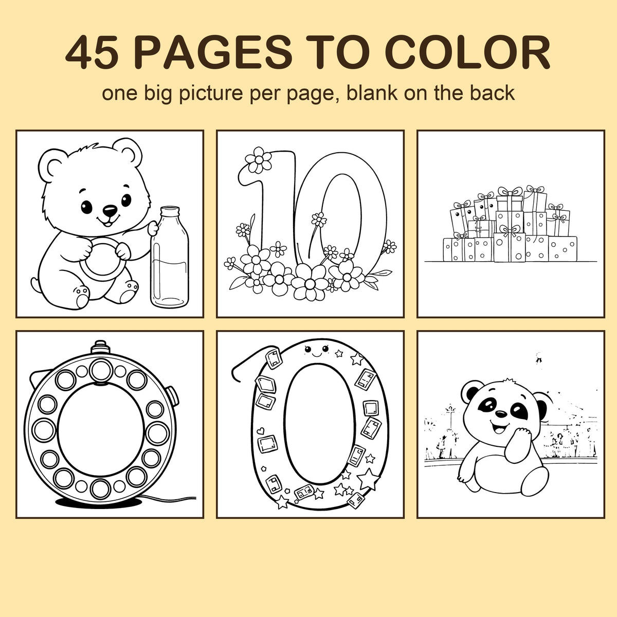 Preview strip of coloring pages from I Am 10!