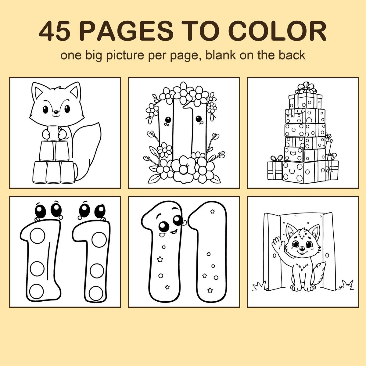 Preview strip of coloring pages from I Am 11!