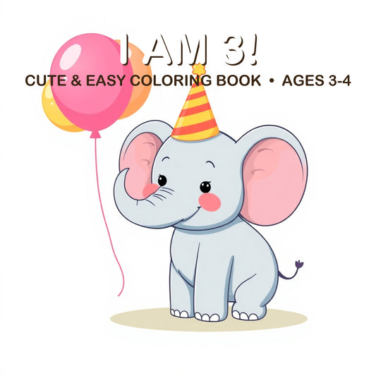 Cover of the I Am 3! coloring book for kids ages 3-4