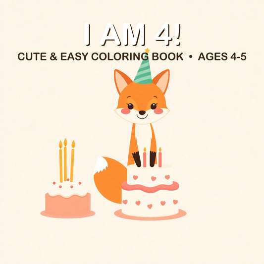 Cover of the I Am 4! coloring book for kids ages 4-5