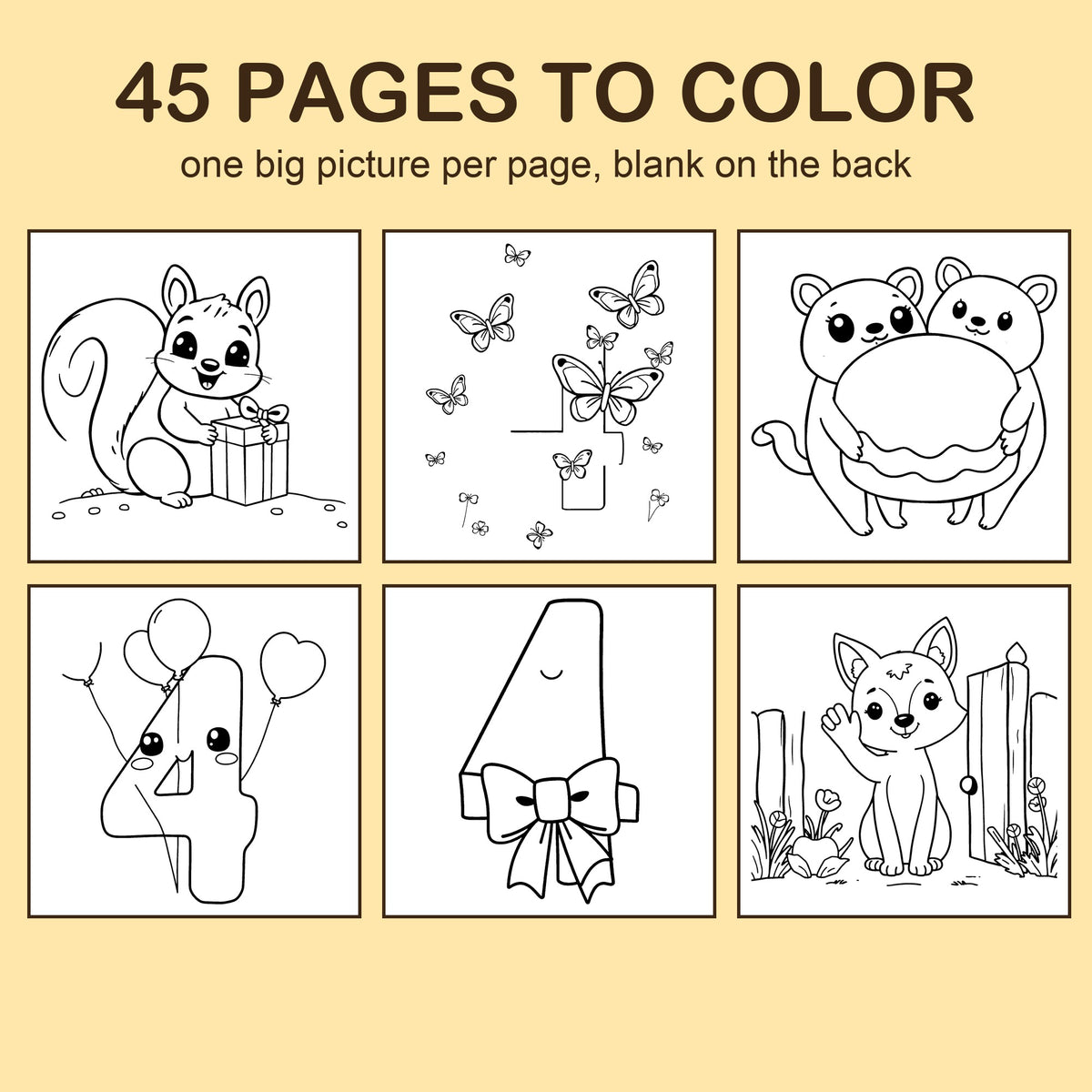 Preview strip of coloring pages from I Am 4!