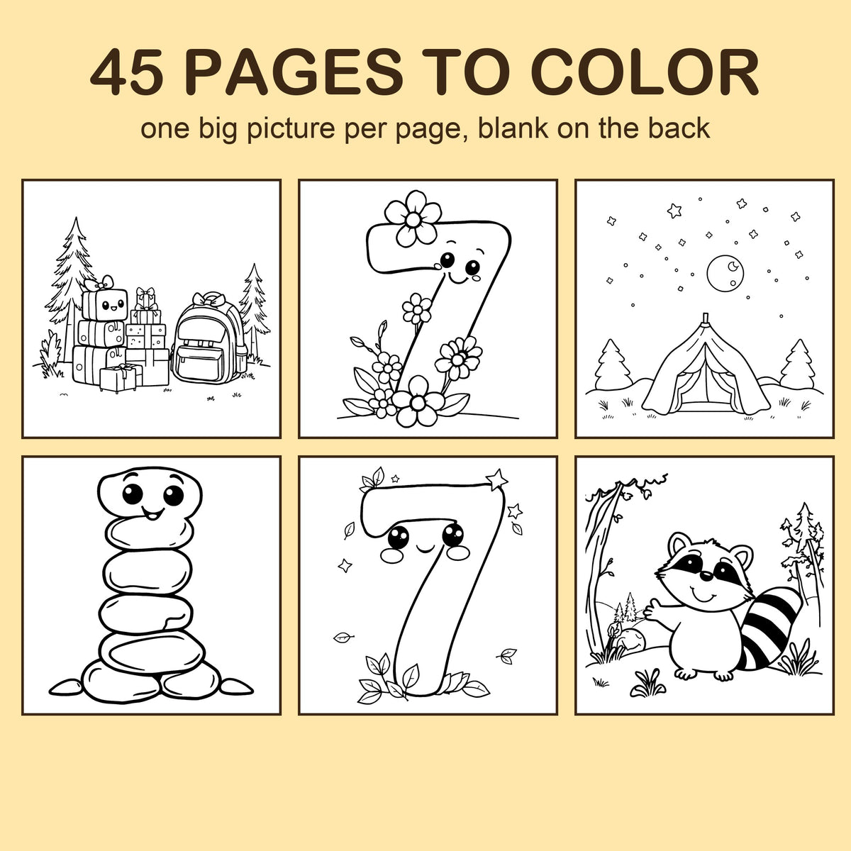 Preview strip of coloring pages from I Am 7!