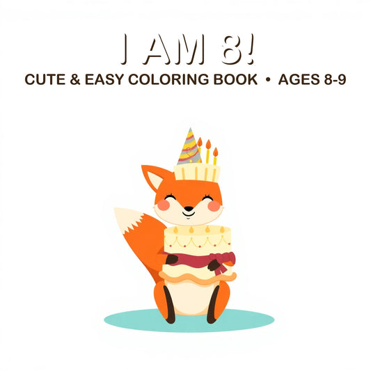Cover of the I Am 8! coloring book for kids ages 8-9