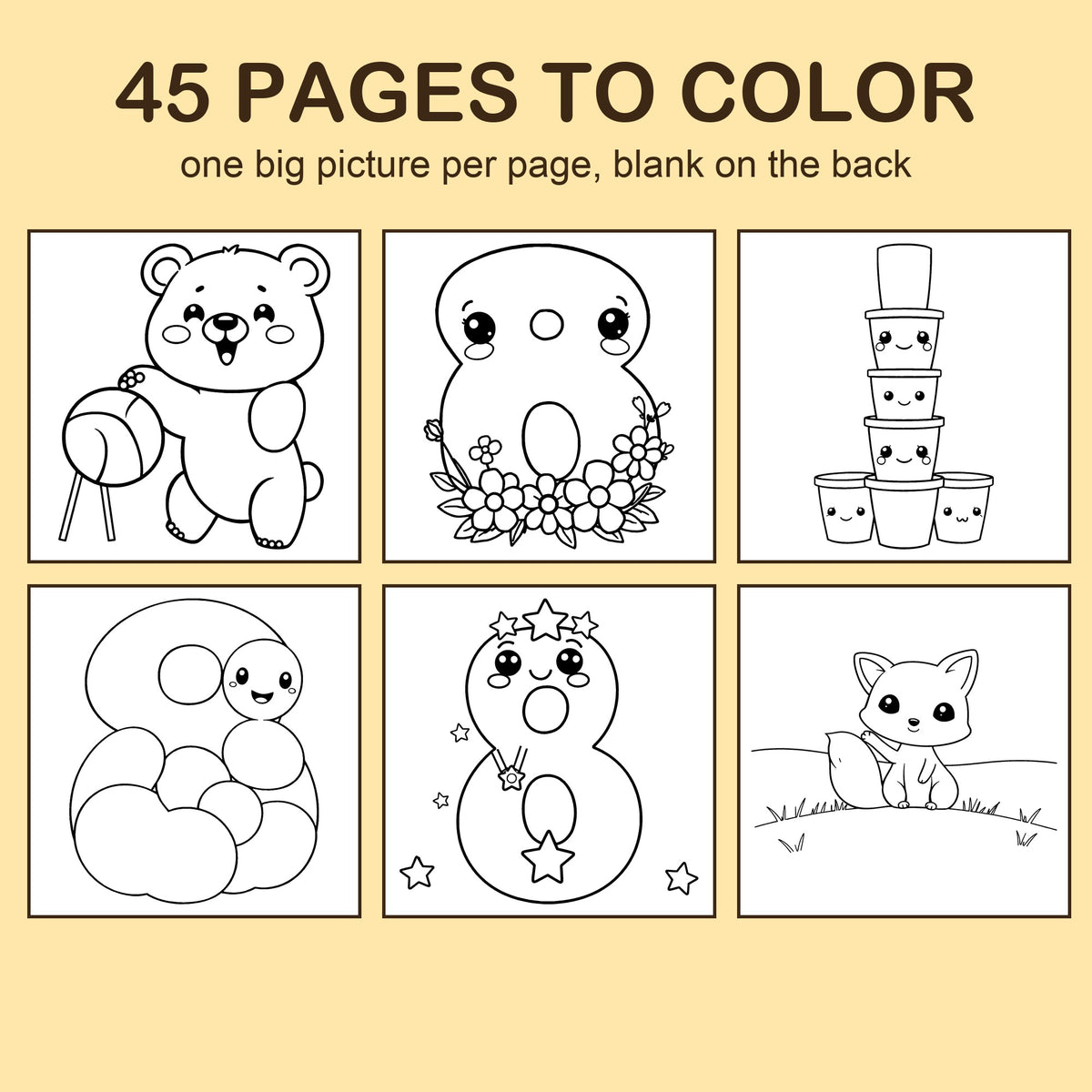 Preview strip of coloring pages from I Am 8!
