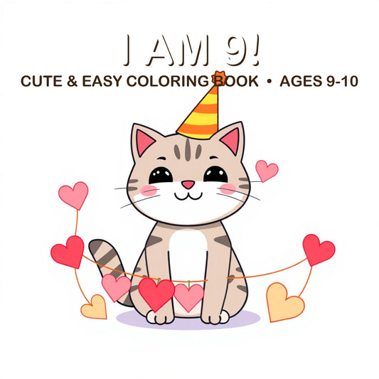 Cover of the I Am 9! coloring book for kids ages 9-10