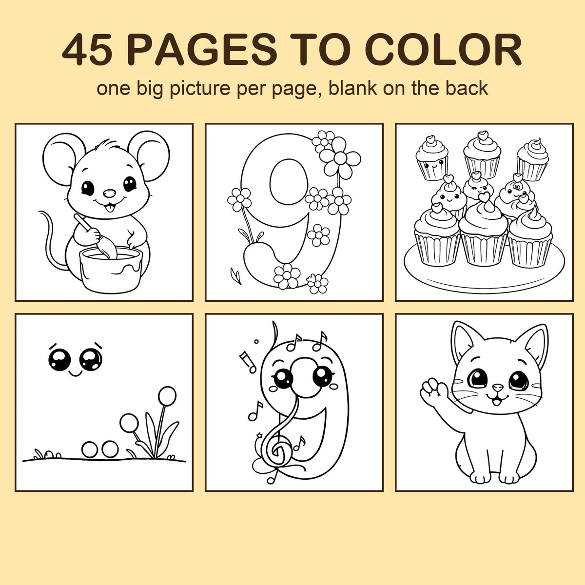 Preview strip of coloring pages from I Am 9!
