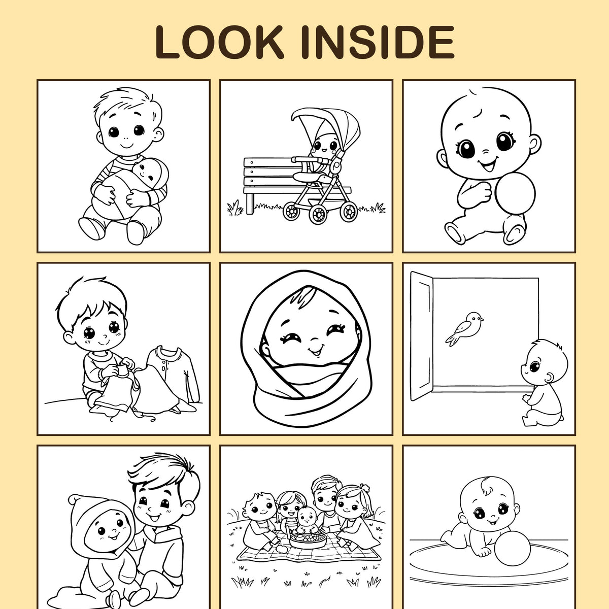 Look inside I'm a Big Brother: a sample coloring page with thick, bold outlines