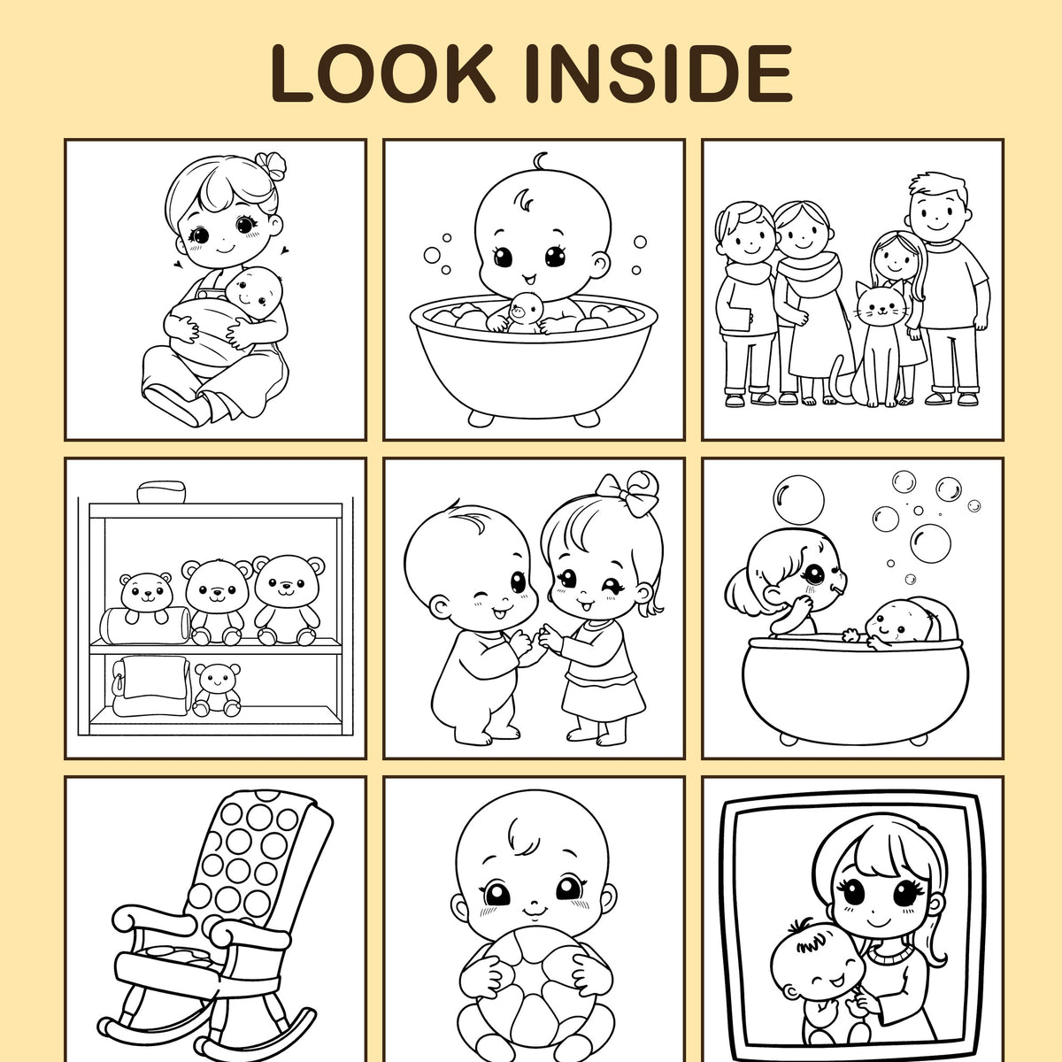 Look inside I'm a Big Sister: a sample coloring page with thick, bold outlines