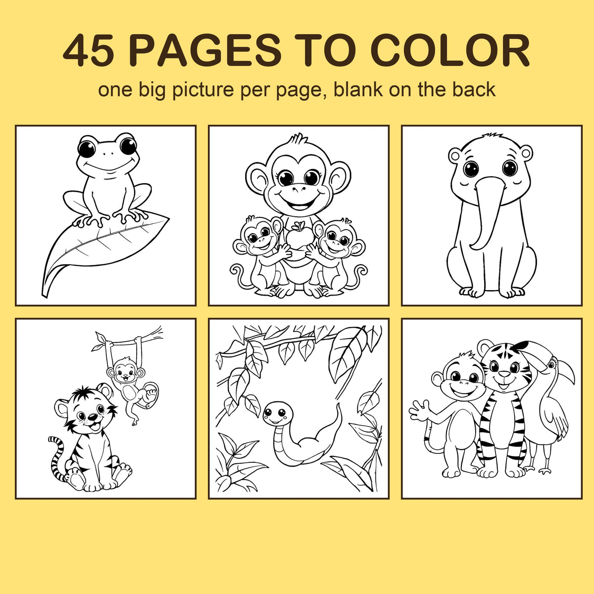 Preview strip of coloring pages from Jungle Friends