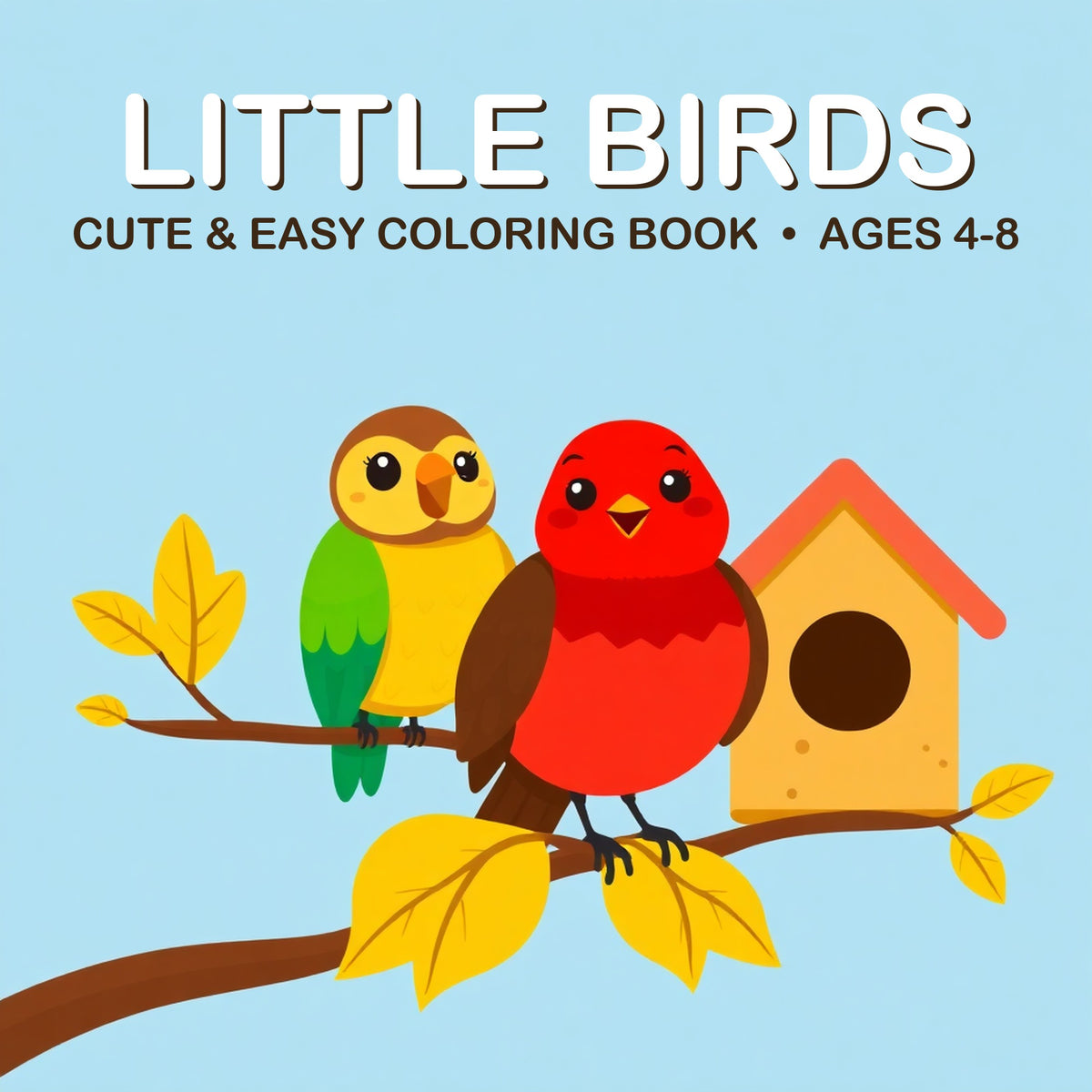 Cover of the Little Birds coloring book for kids ages 4-8